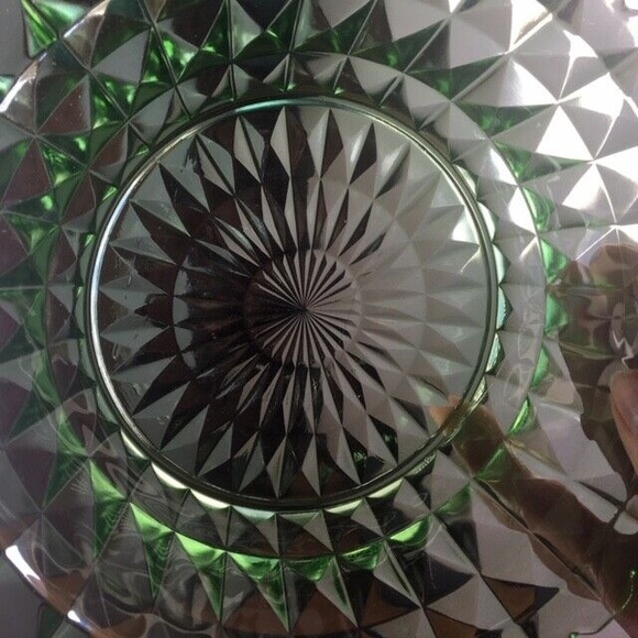 Dining Vintage Green Cube Cubist Depression Glass Serving